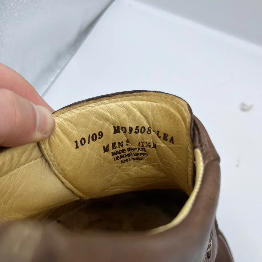 Paolo Sesto Derby Shoes Mens 11.5 Brown Leather Cap Toe Contrast Stitch‎ Brazil
